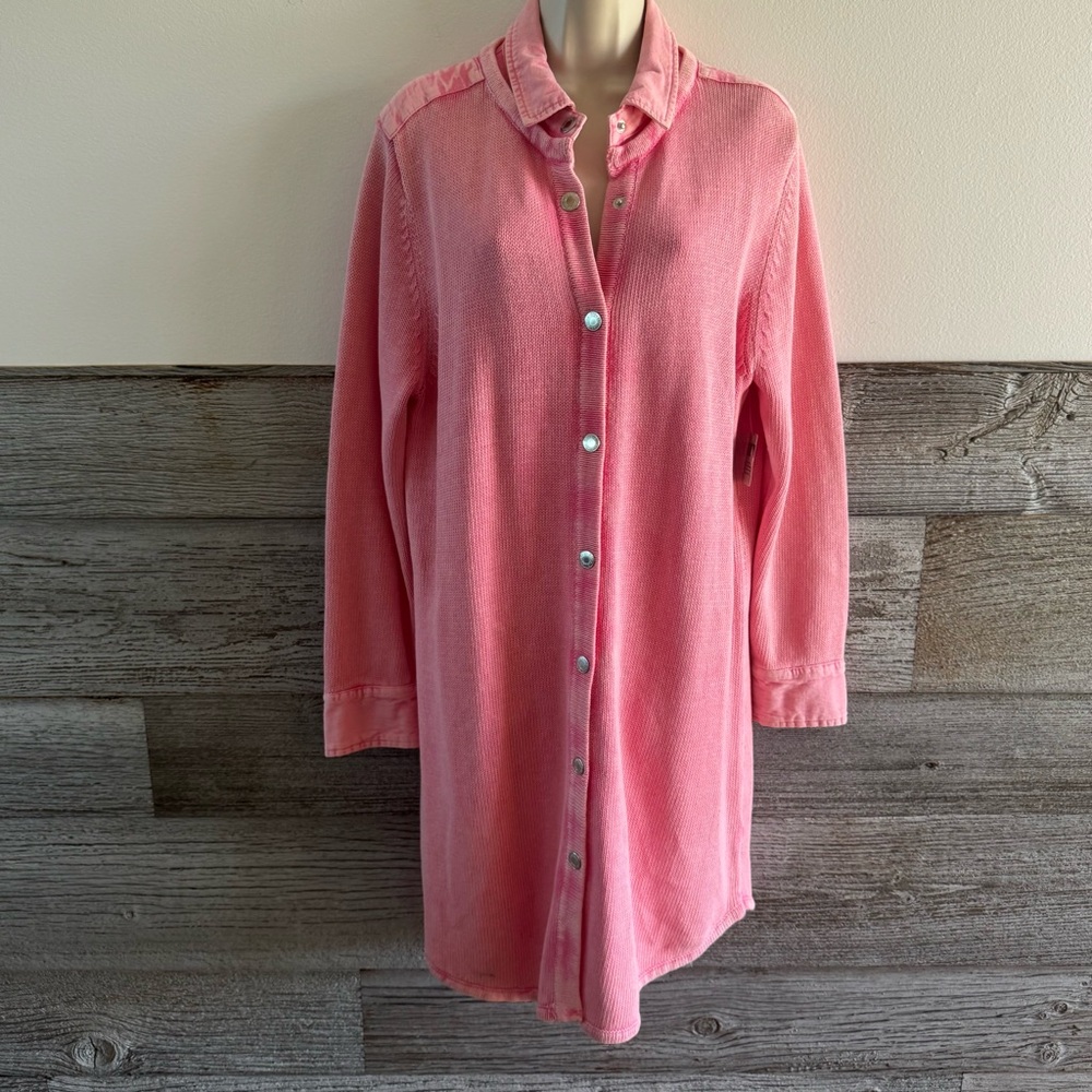 PBJ Blues Women’s XL Angel Pink Acid Wash Shirt Dress Tunic (T1)